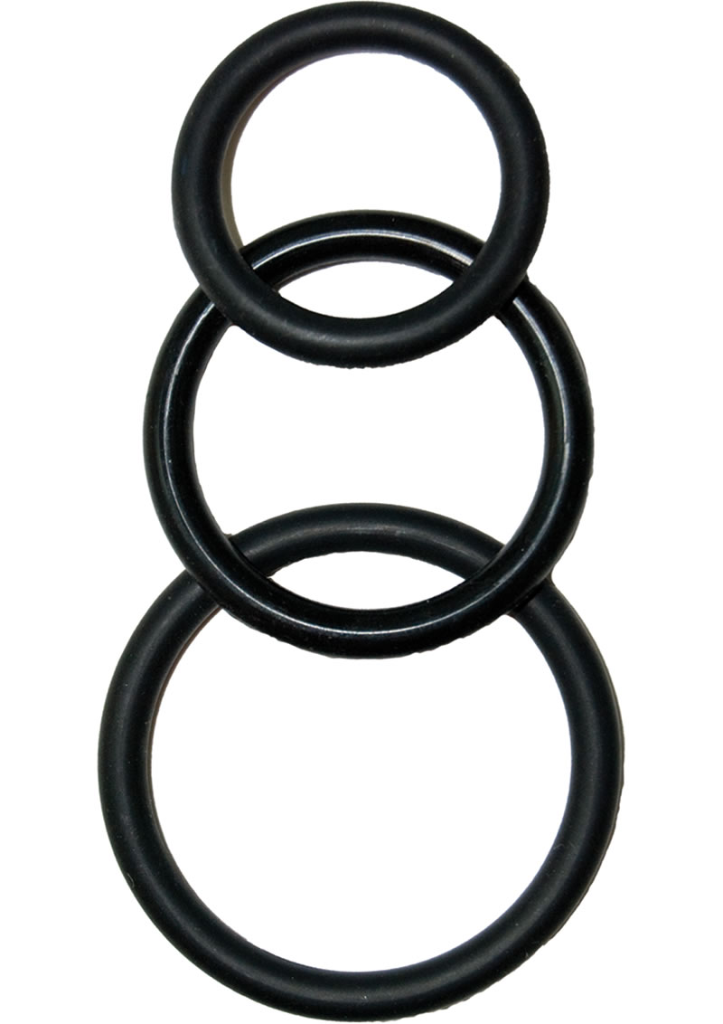 Super Silicone Cockrings Set Of 3 Rings Waterproof Black