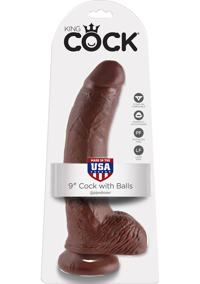9 Inch Brown Hollow Strap-On Penis Extension with Balls by Fetish Fant