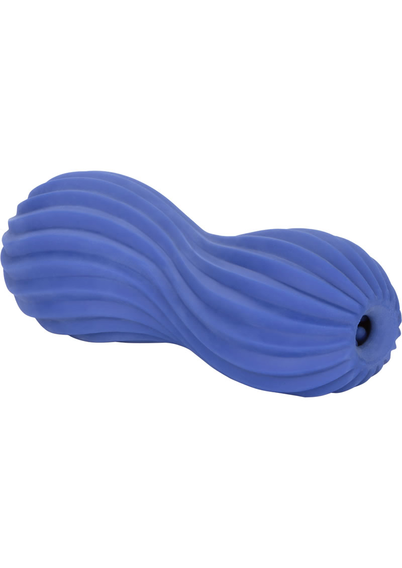 Apollo Dual Stroker Open Ended Dual Entry Textured Masturbator Blue 6.5 Inch