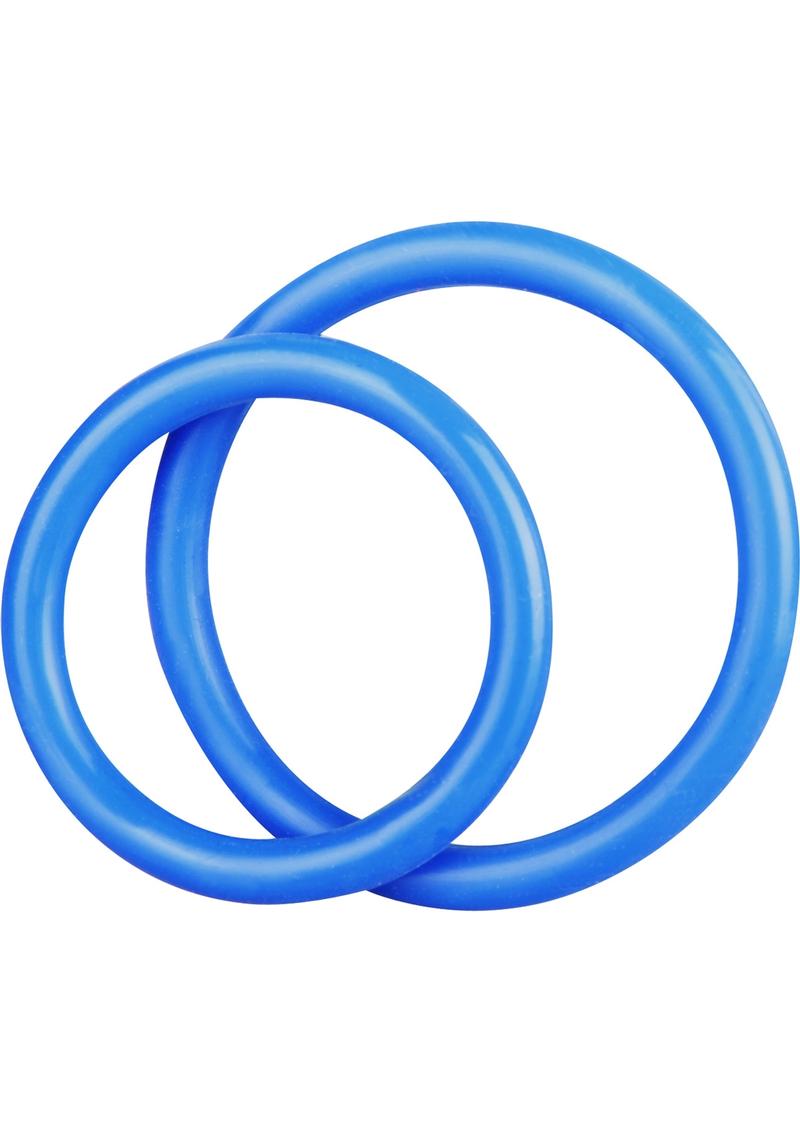 CandB Gear Silicone Cock Ring Set Blue 2 Each Per Set