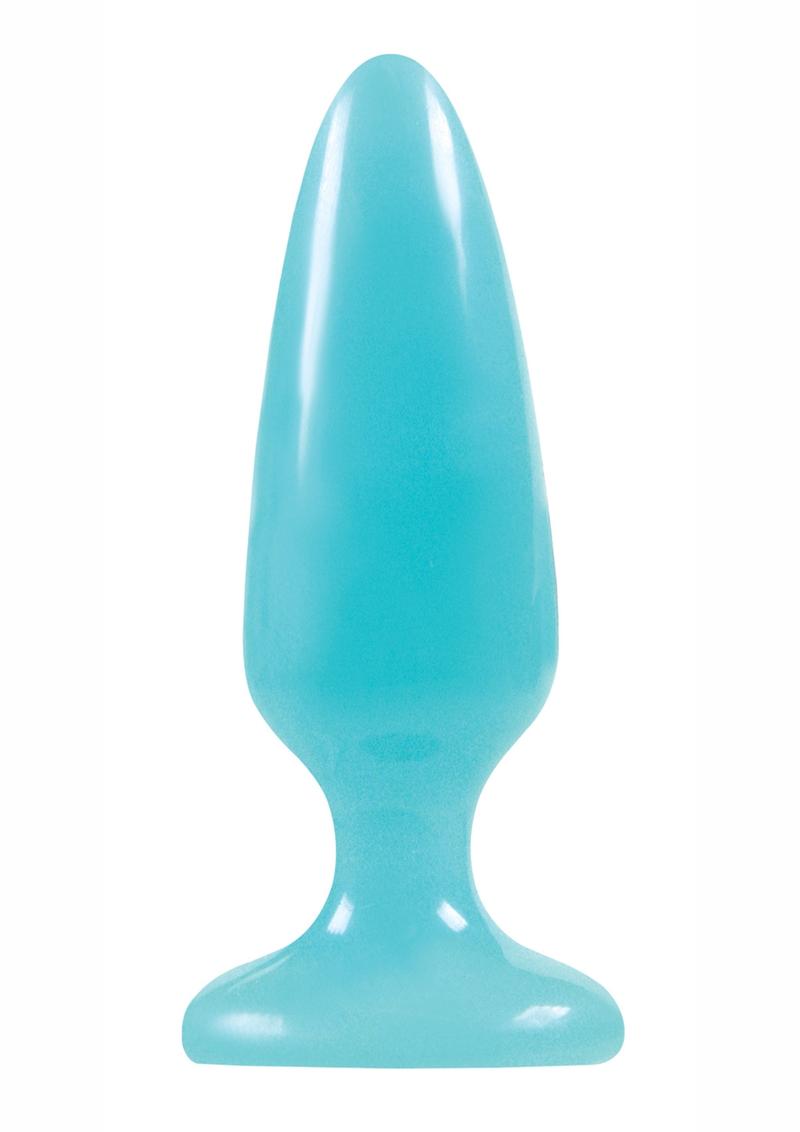 Firefly Pleasure Plug Medium 5in Glow In The Dark Blue Non-Vibrating Anal Plug