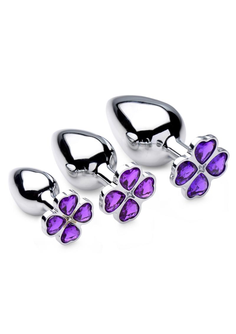 Booty Sparks Violet Flower Gem Plug Set 3 Piece Kit Nickel Free