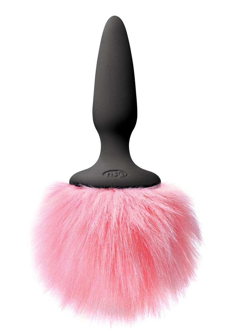 Bunny Tails Mini Pink Fur 5.31in Silicone Non-Vibrating Anal Plug