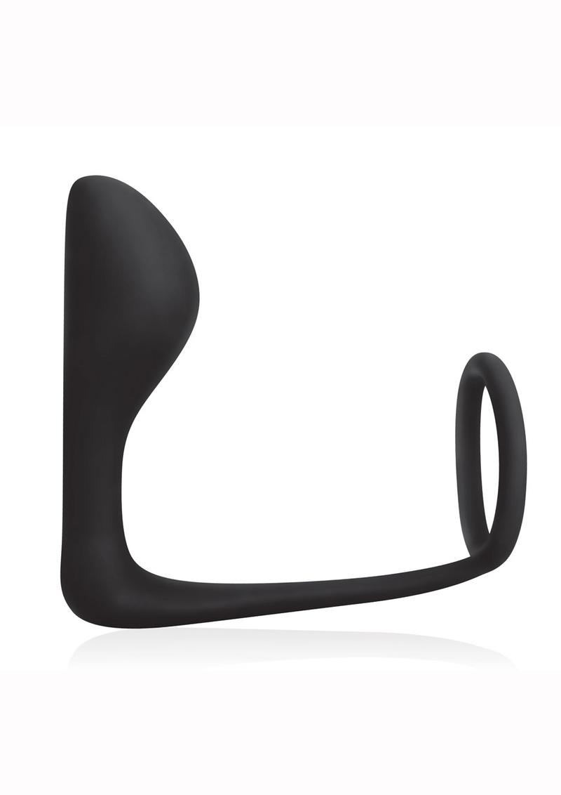 Blue Line Candamp;B Gear Cock Ring With P-Spot Plug - Black
