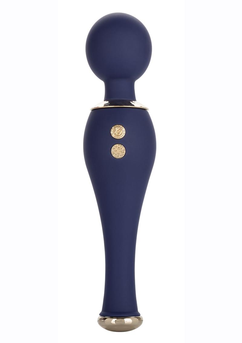 Chic Poppy Rechargeable Silicone Wand Massager - Blue