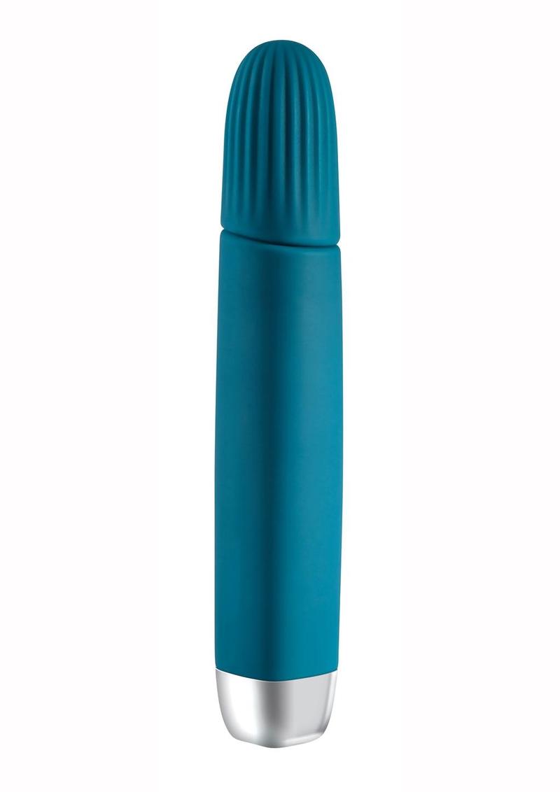 Super Slim Rechargeable Silicone Vibrating Wand - Teal