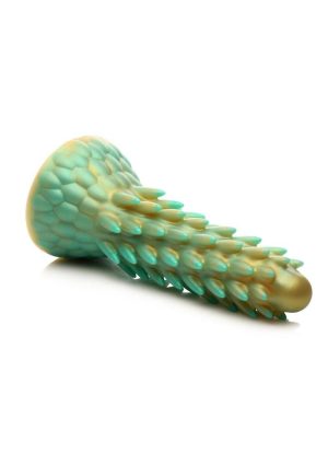 Creature Cocks Stegosaurus Spiky Reptile Silicone Dildo - Teal/Gold