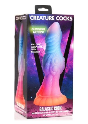 Creature Cocks Galactic Cock Alien Creature Glow in the Dark Silicone Dildo - Multicolor