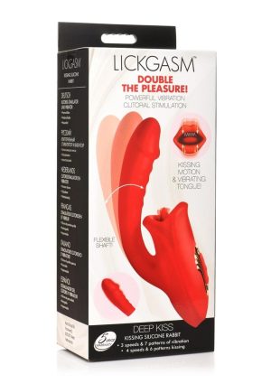 Lickgasm Deep Kiss Kissing Rechargeable Silicone Rabbit Vibrator - Red