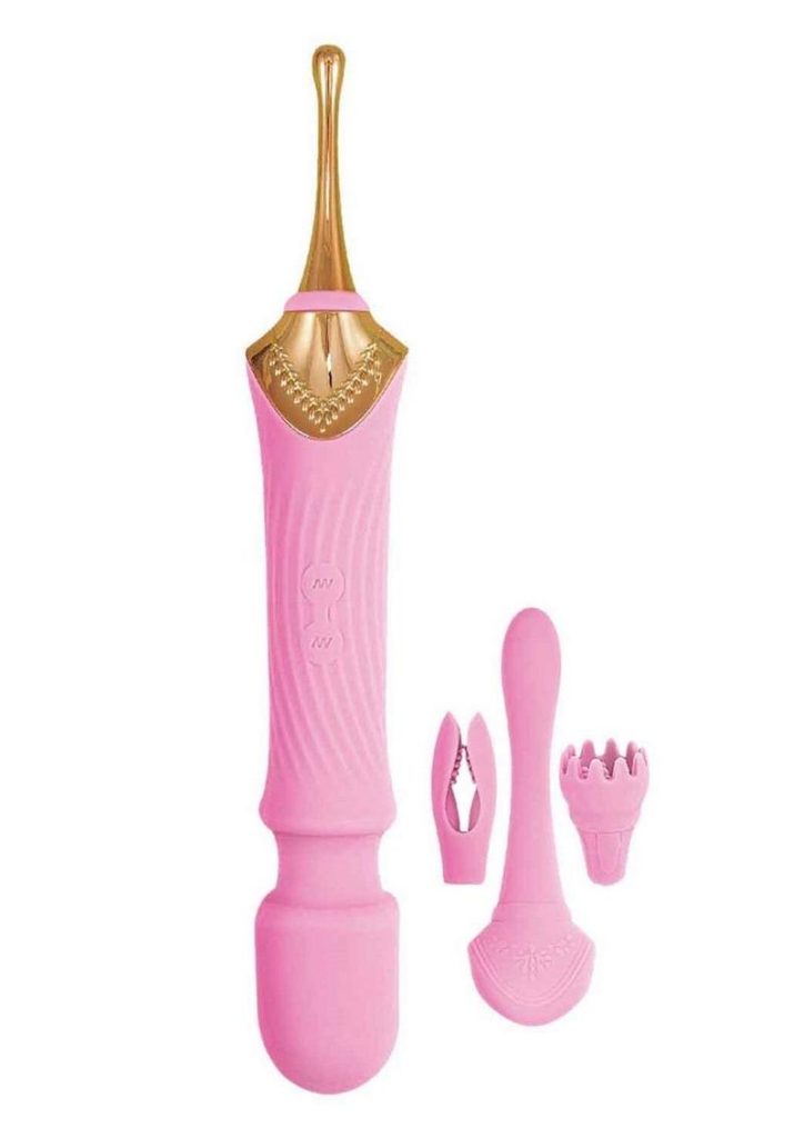 Goddess Pink Elegance Rechargeable Silicone Duel End Vibrator - Pink