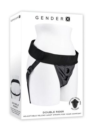 Gender X Double Rider Harness with Vibrating Ring - Black