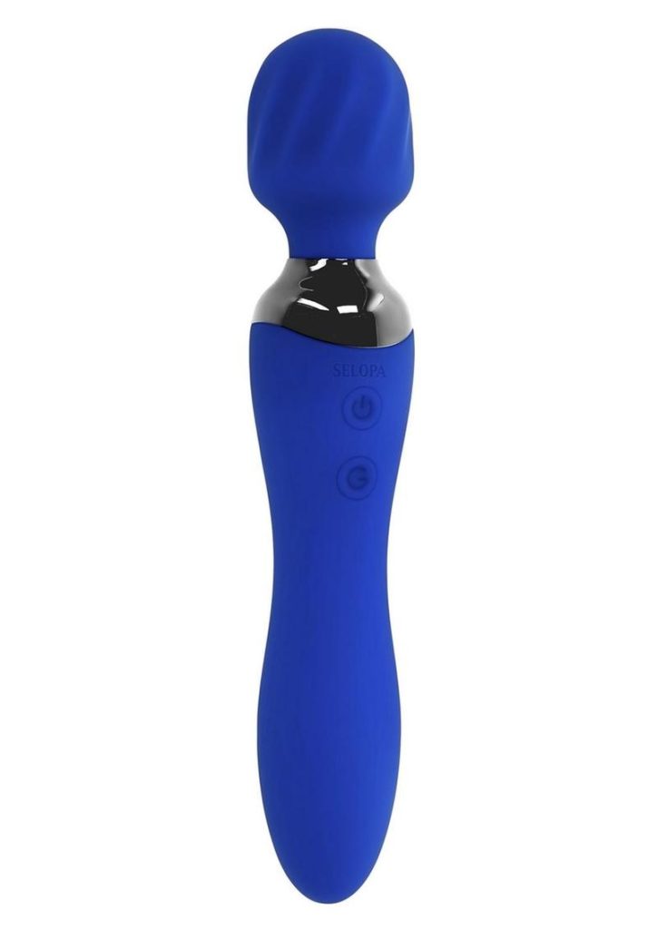 Selopa Blue Belle Silicone Rechargeable Dual End Vibrating Wand - Blue