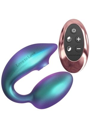 Love to Love Wonderlover Rechargeable Silicone Dual Vibrator with Remote - Iridescent Turquoise