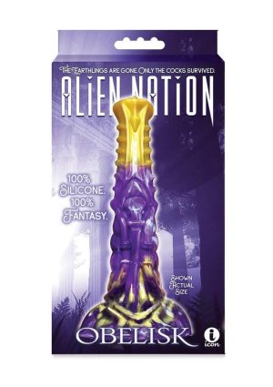 Alien Nation Obelisk Silicone Dildo - Purple/Gold