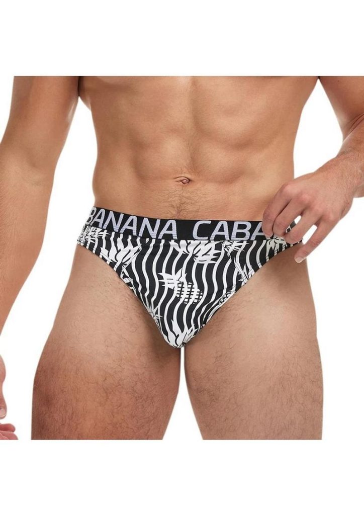 Banana Cabana Thong - Large/XLarge - Black/White