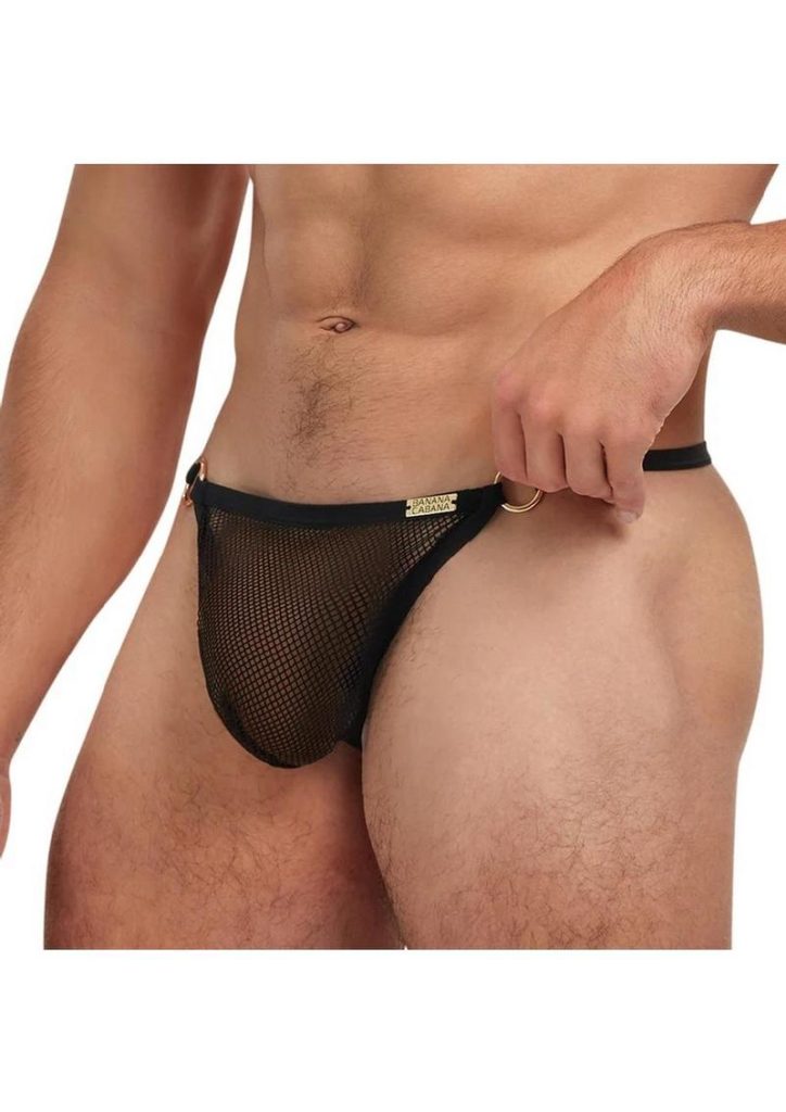 Banana Cabana Mesh G-String - Small/Medium - Black