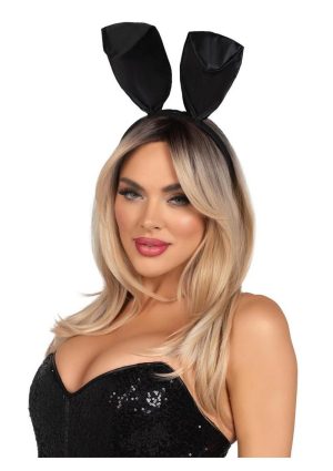 Leg Avenue Bunny Kit Pin-On Tail and Bendable Satin Ear Headband - OS - Black/White