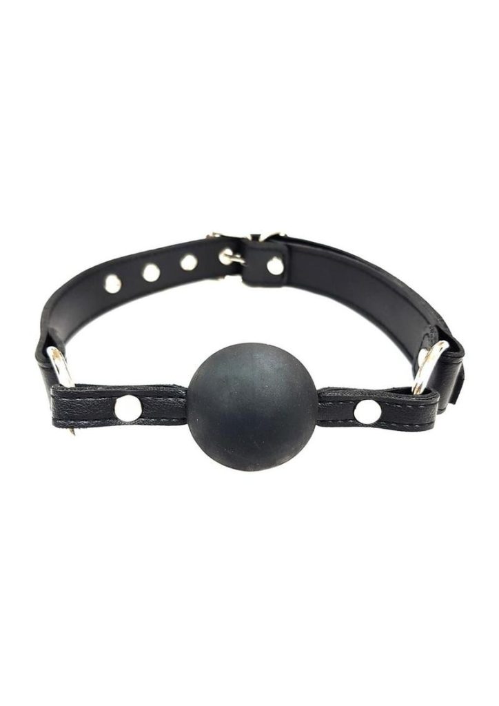 Fetish Play Ball Gag Vegan Leather - Black