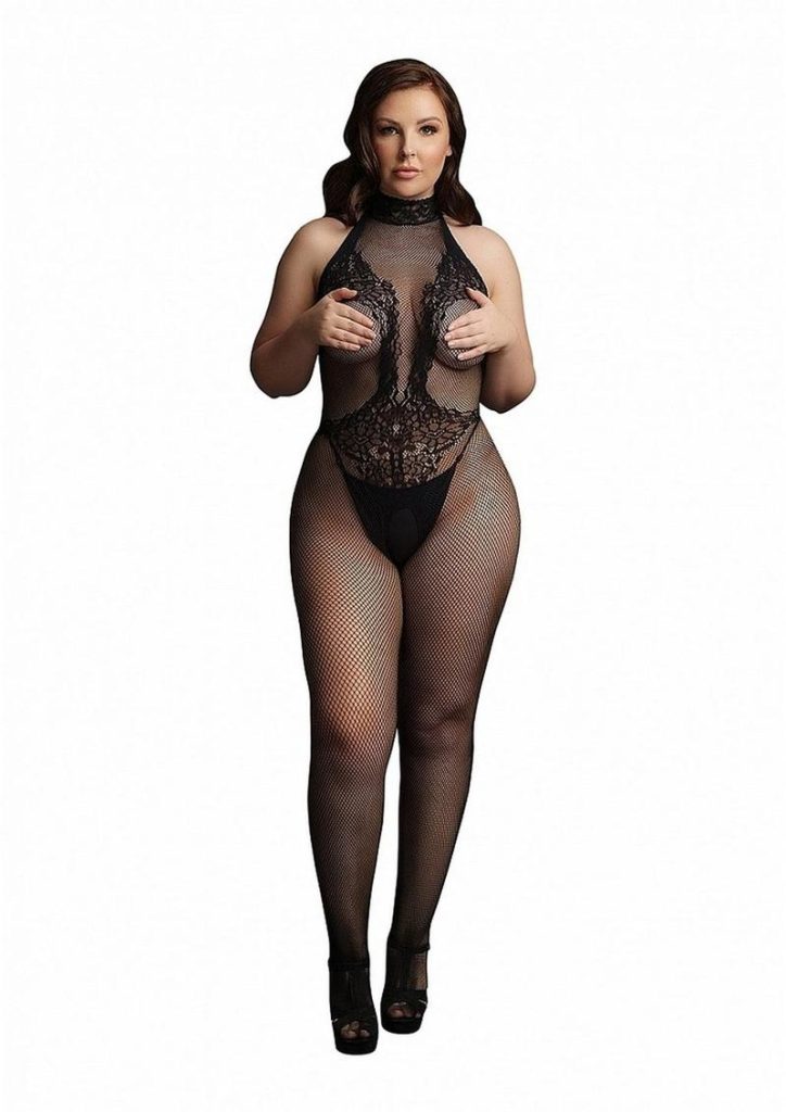 Le Desir Fishnet Lace Bodystocking - Queen - Black