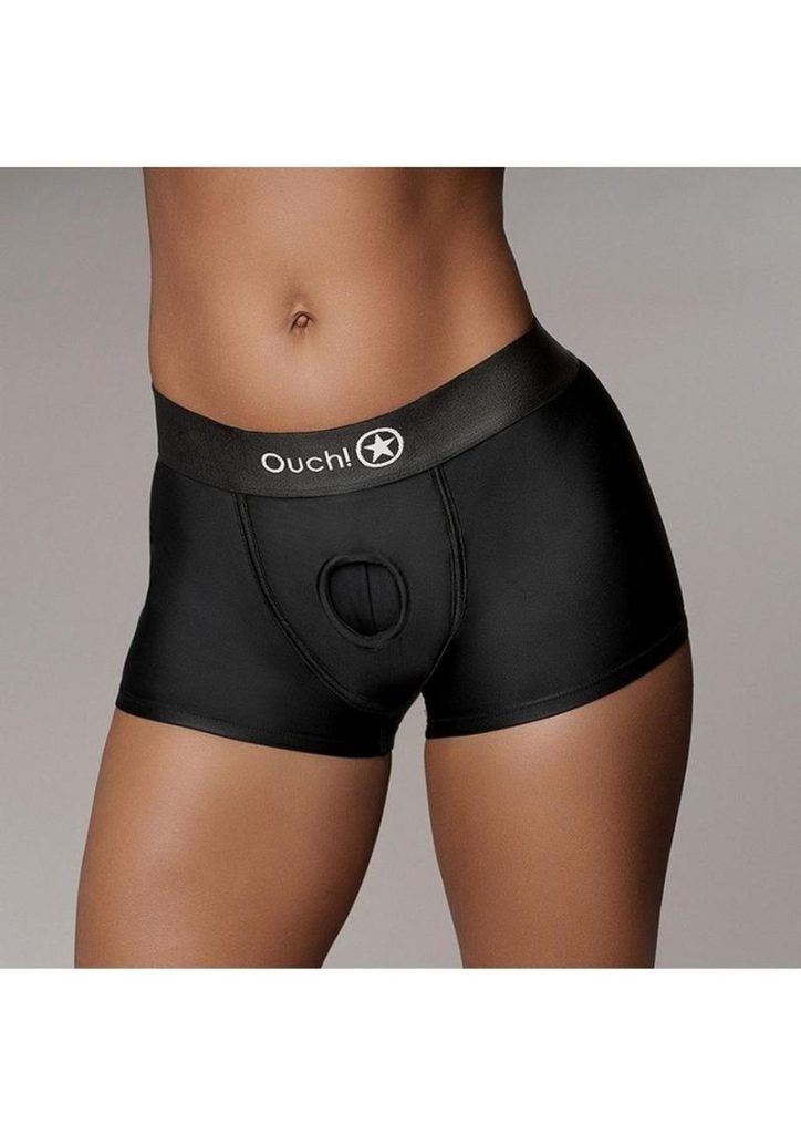 Ouch! Vibrating Strap-On Boxer Rechargeable - M/L - Black