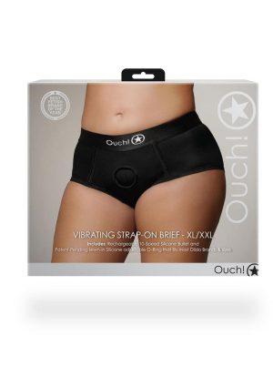 Ouch! Vibrating Strap-On Brief Rechargeable - XL/2XL - Black