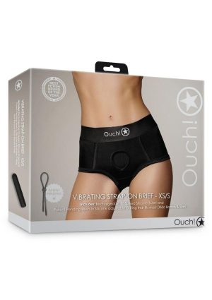 Ouch! Vibrating Strap-On Brief Rechargeable - XS/SM - Black