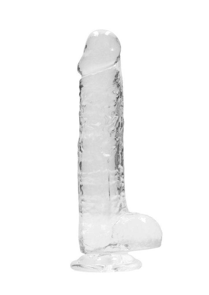 RealRock Crystal Clear Dildo with Balls 8in - Clear