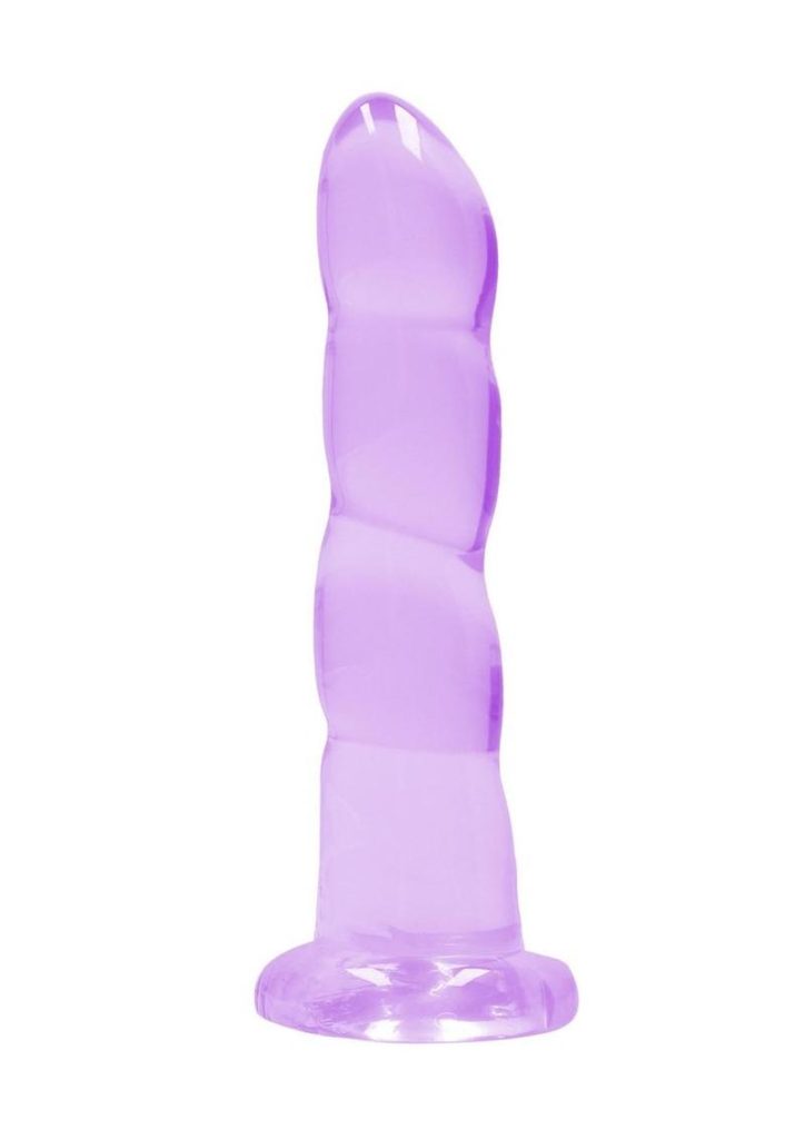 RealRock Crystal Clear Non Realistic Dildo with Suction Cup 7in - Purple