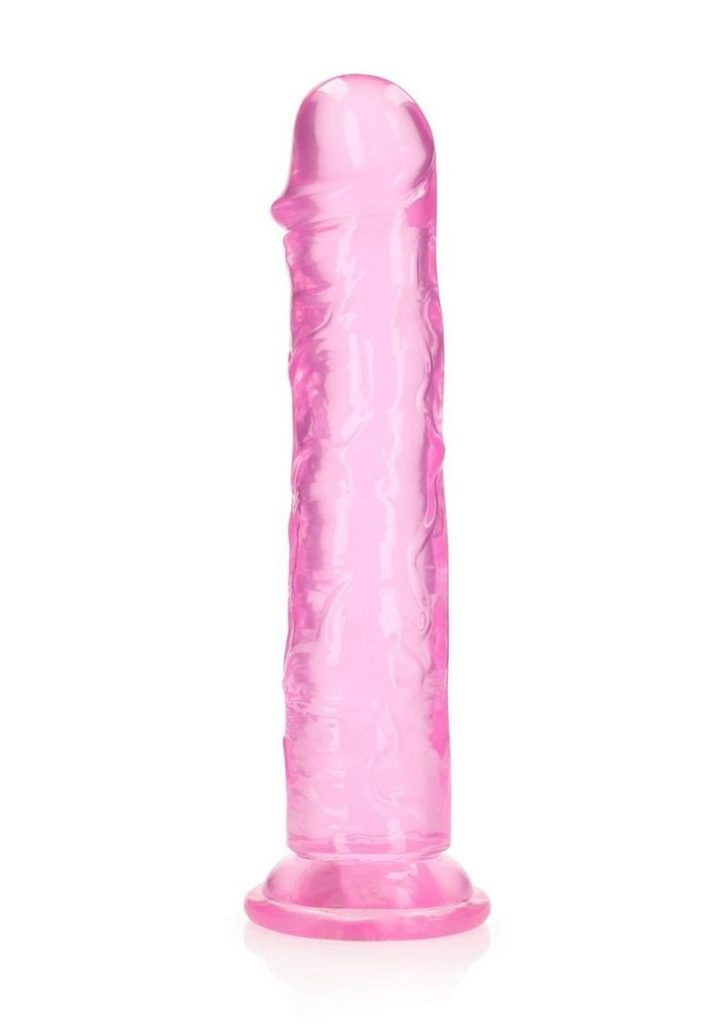 RealRock Crystal Clear Straight No Balls Dildo 11in - Pink