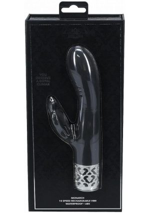 Royal Gems Monarch Rechargeable Silicone Rabbit Vibrator - Black