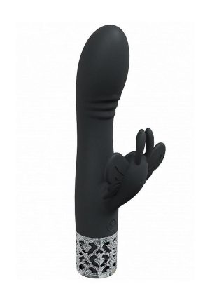 Royal Gems Monarch Rechargeable Silicone Rabbit Vibrator - Black