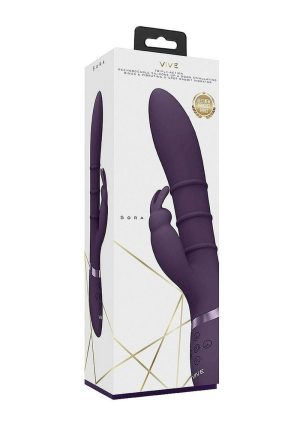 Vive SORA Rechargeable Silicone Triple Motor Up and Down Vibrating Triple Ring Rabbit - Purple