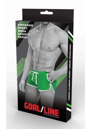 Goal Line Side Split Mesh Booty Shorts - Large/XLarge - Green