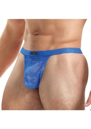 Lace King Lace G-String - Medium/Large - Blue