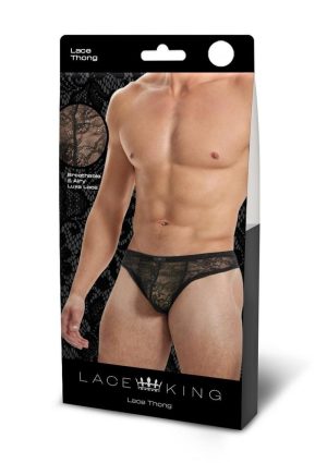 Lace King Lace Thong - L/XL - Black