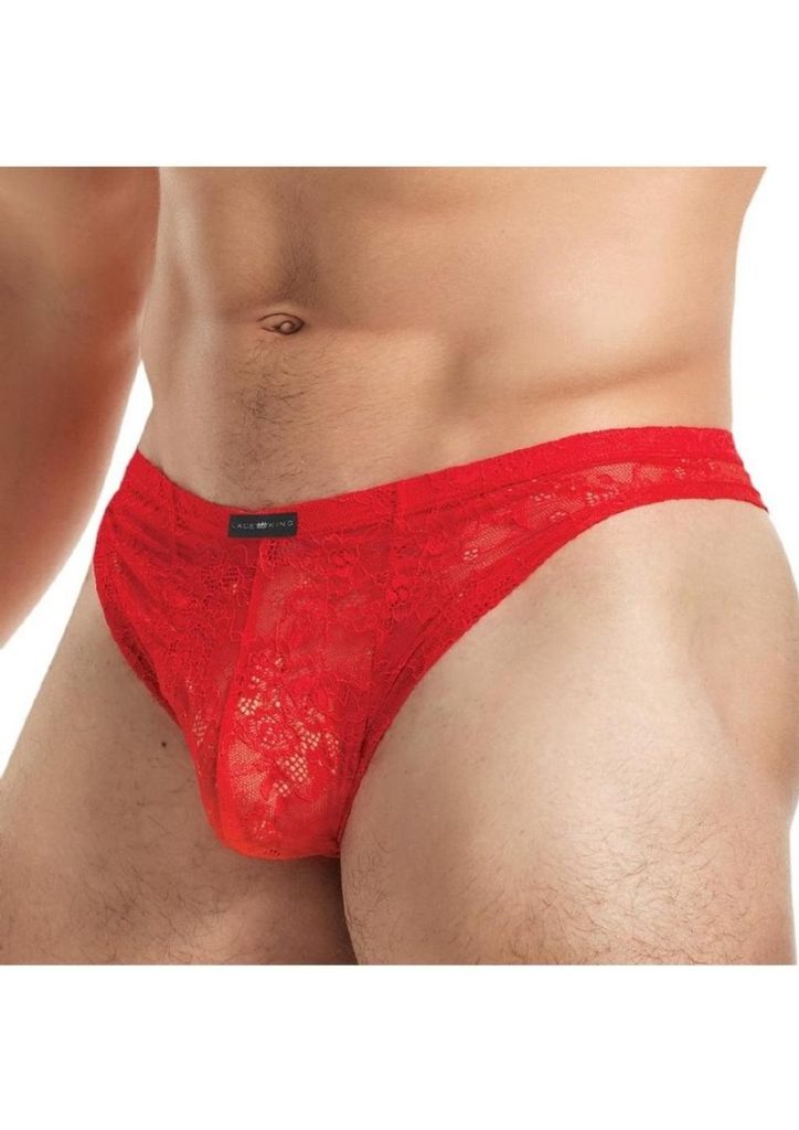 Lace King Lace Thong - L/XL - Red