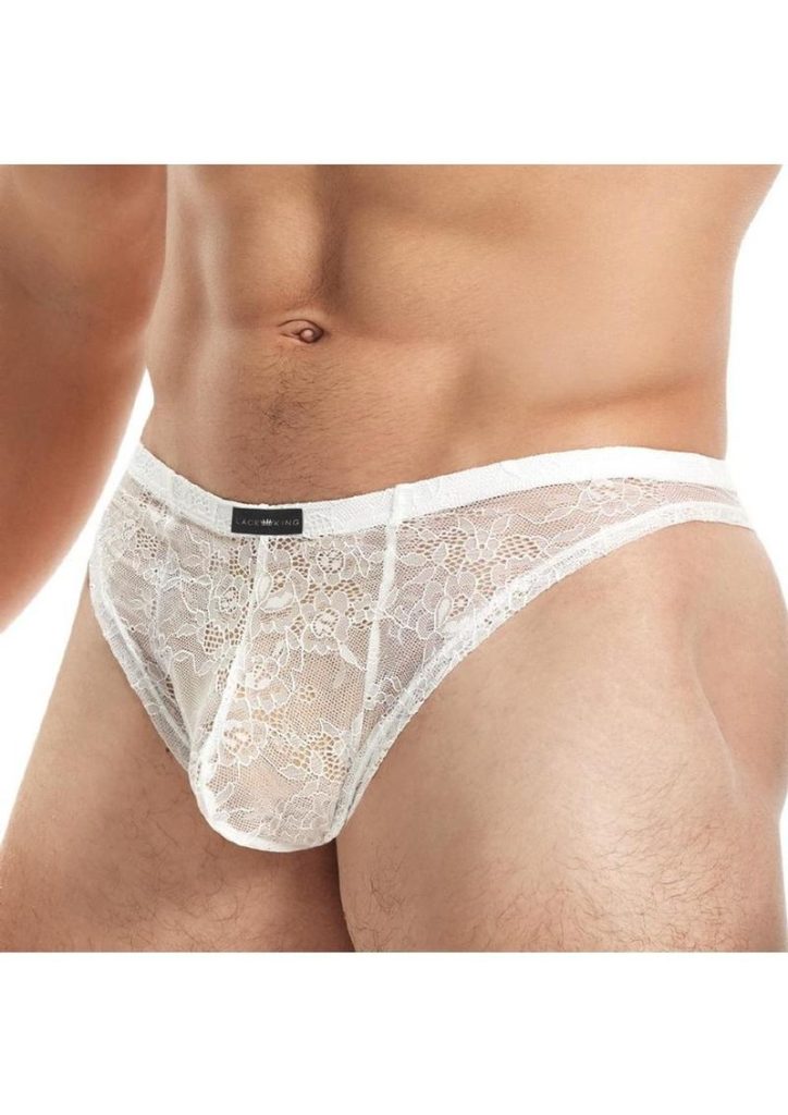 Lace King Lace Thong - S/M - White