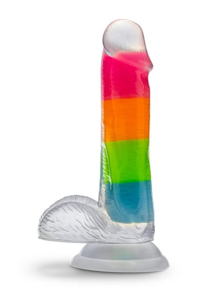 Neo Elite Glow in the Dark Silicone Rainbow Rave Dildo 6.5in - Multicolor