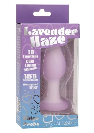 Lavender Haze Ridge Probe Silicone Rechargeable Anal Plug - Purple/White