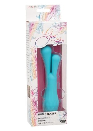 Gia Triple Teaser Silicone Rechargeable Vibrator - Blue