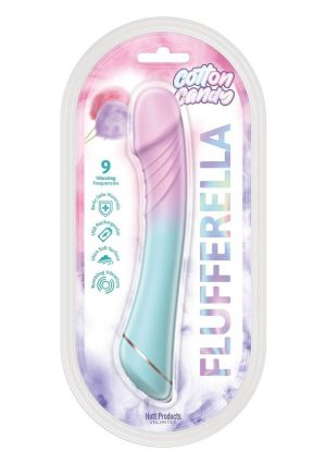 Cotton Candy Flufferella Rechargeable Silicone Vibrator - Fuschia/Aqua