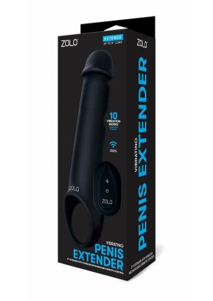 Zolo Vibrating Remote Control Silicone Rechargeable Penis Extender - Black