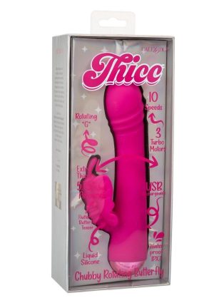 Thicc Chubby Rotating Rechargeable Silicone Butterfly Rabbit Vibrator- Purple