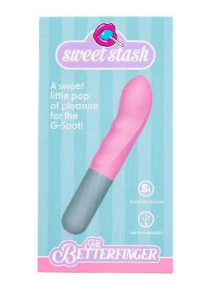 Rock Candy The Betterfinger Rechargeable Silicone G-Spot Vibrator - Pink/Gray