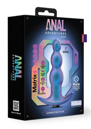 Anal Adventures Matrix Expedition Plug Silicone Rechargeable Anal Plug - Lunar Blue